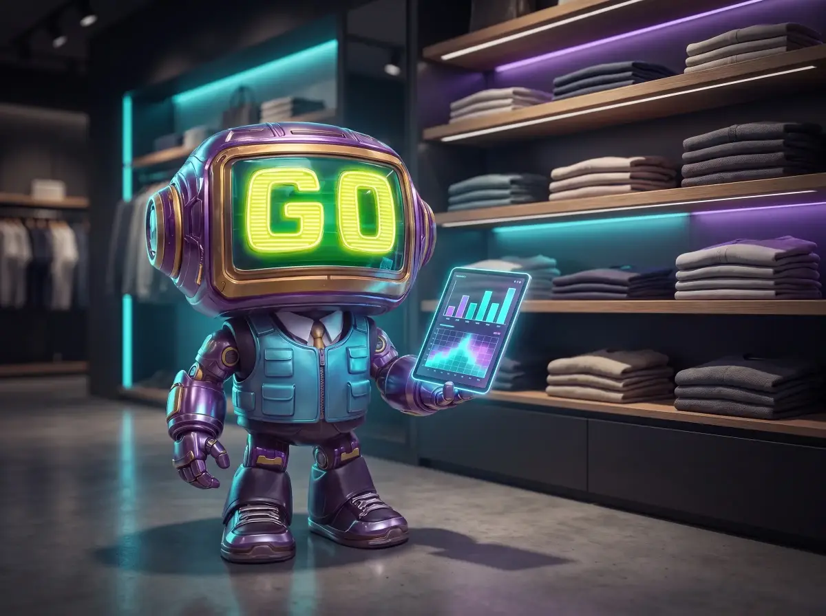 GoBot, the GoTrack robot, in a store
