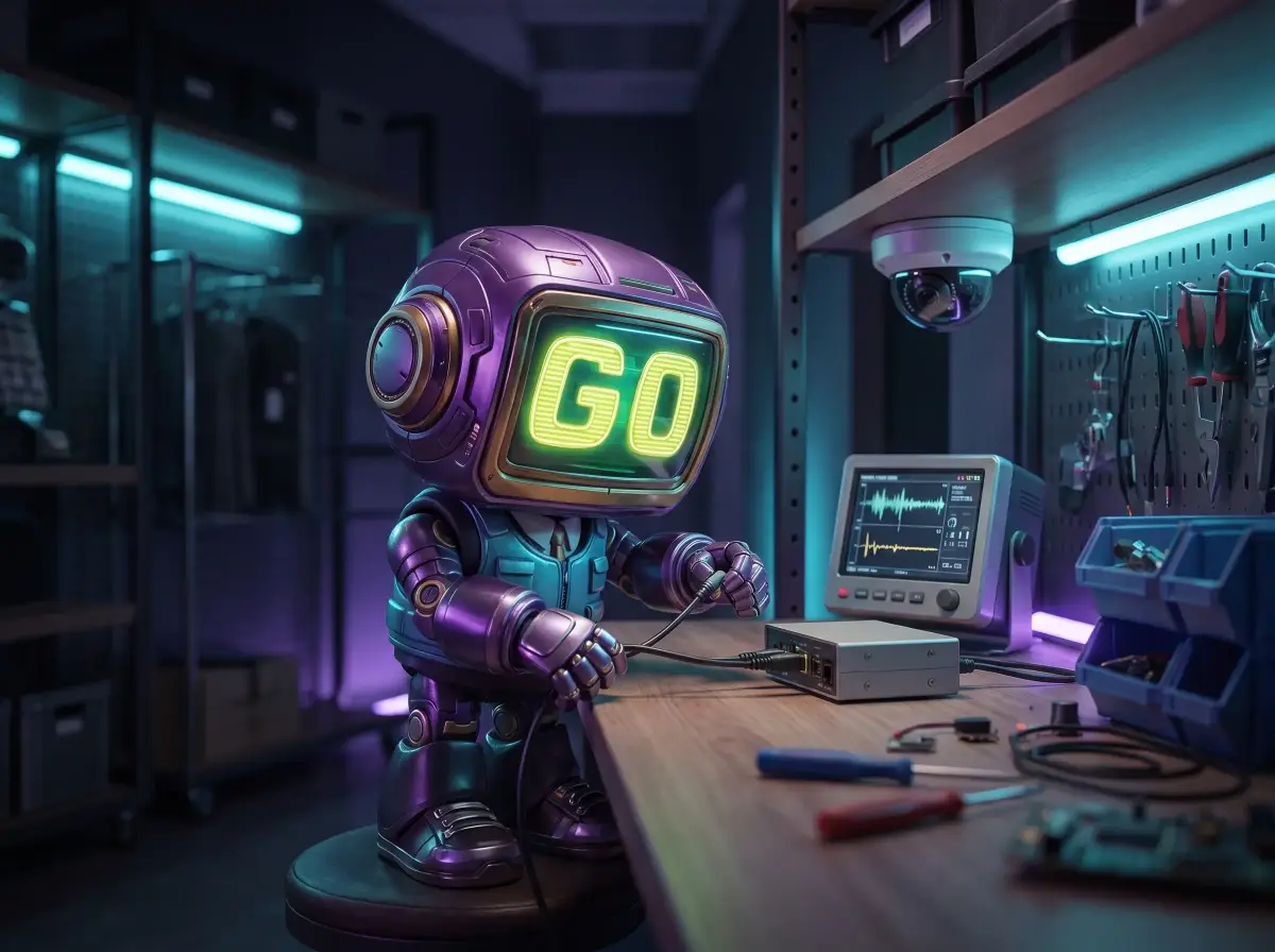 GoBot, the GoTrack robot, in a store