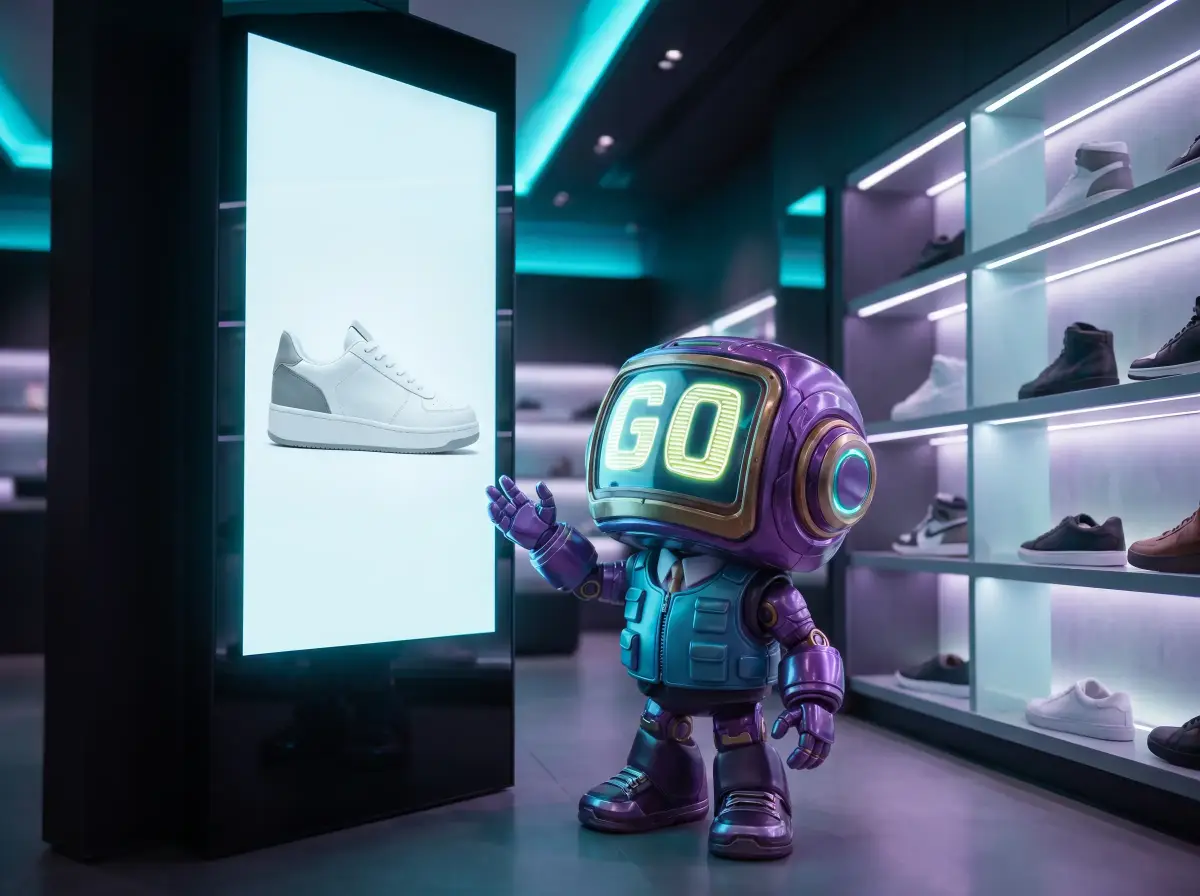 GoBot, the GoTrack robot, in a store
