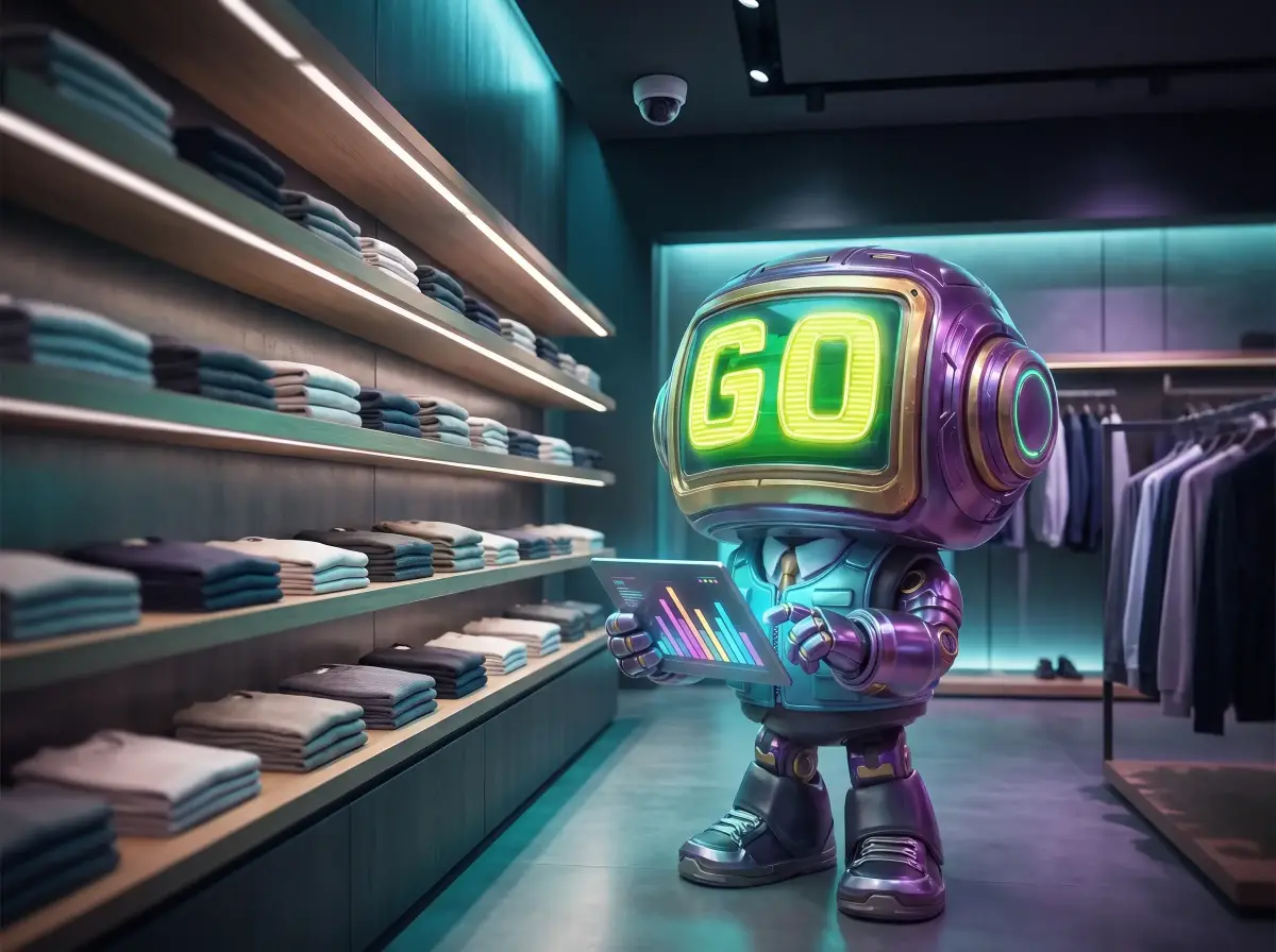 GoBot, the GoTrack robot, in a store