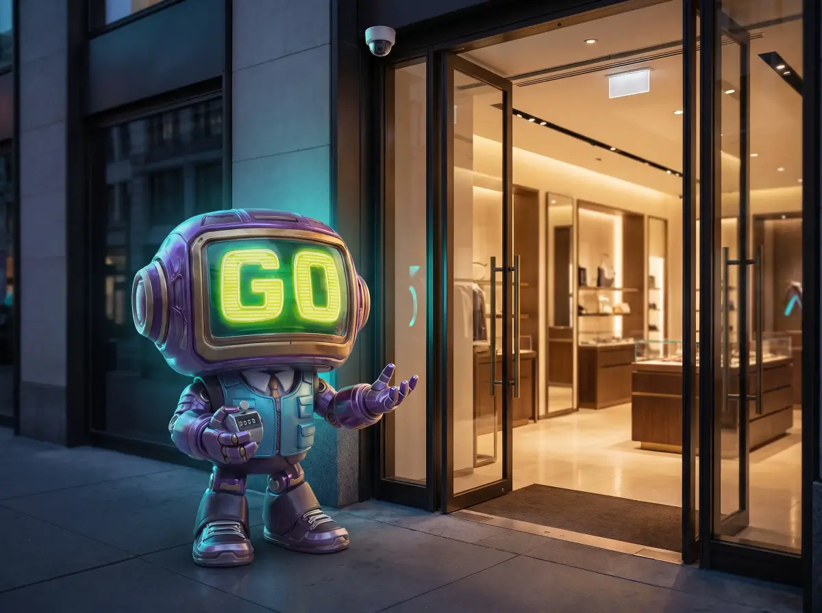 GoBot, the GoTrack robot, in a store